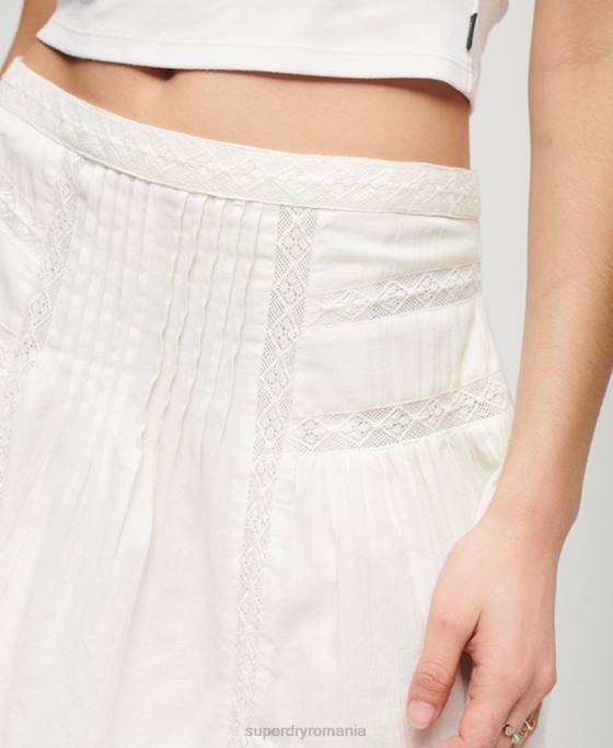 Superdry fusta mini cu dantelă îmbrăcăminte cremă femei JX0Z2145