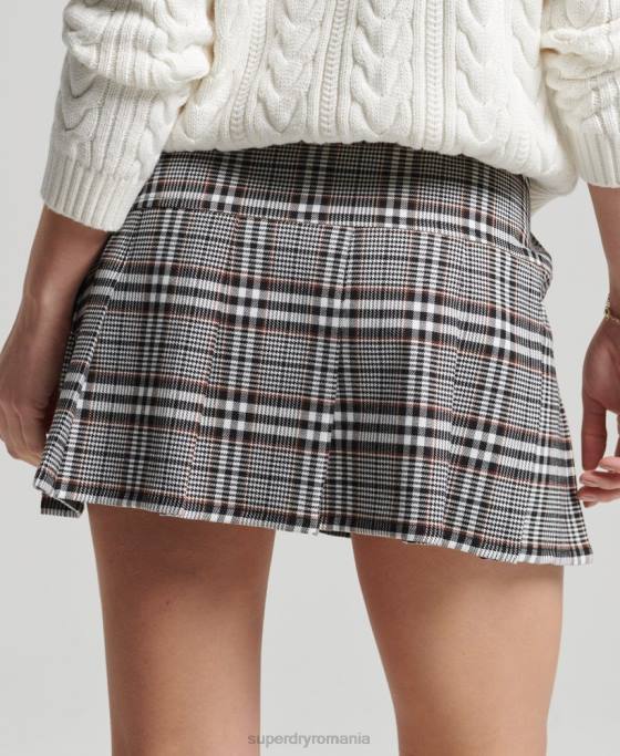 Superdry fusta mini cu pliuri vintage din tweed îmbrăcăminte gri femei JX0Z4161