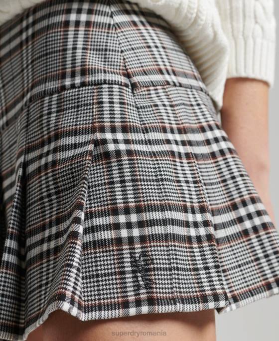 Superdry fusta mini cu pliuri vintage din tweed îmbrăcăminte gri femei JX0Z4161