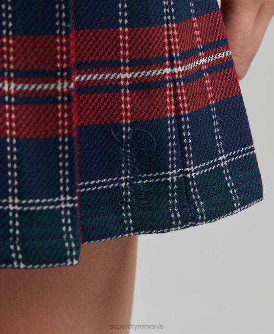 Superdry fusta mini cu pliuri vintage din tweed îmbrăcăminte roșu femei JX0Z4153
