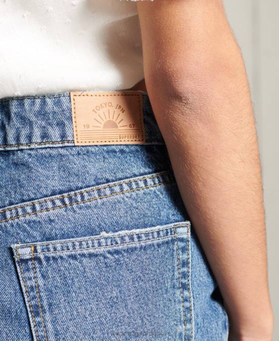 Superdry fusta mini denim îmbrăcăminte albastru femei JX0Z6758
