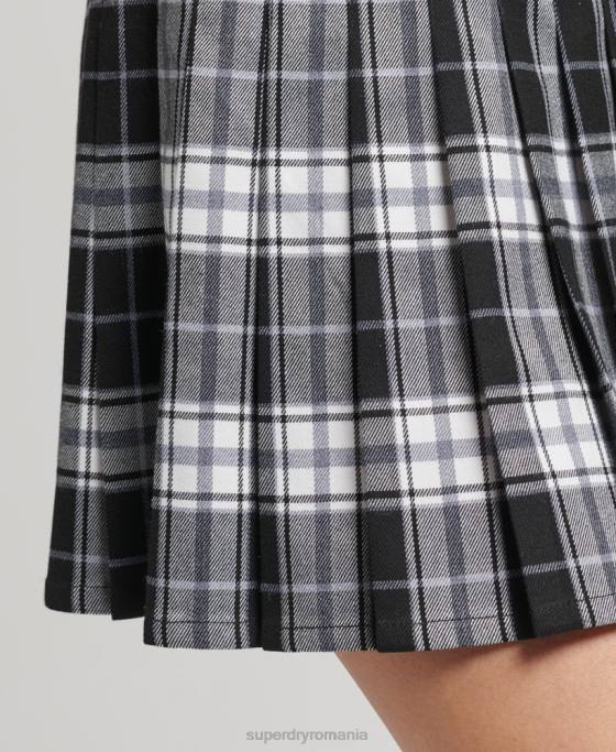 Superdry fusta mini plisata cu carouri îmbrăcăminte negru femei JX0Z4151