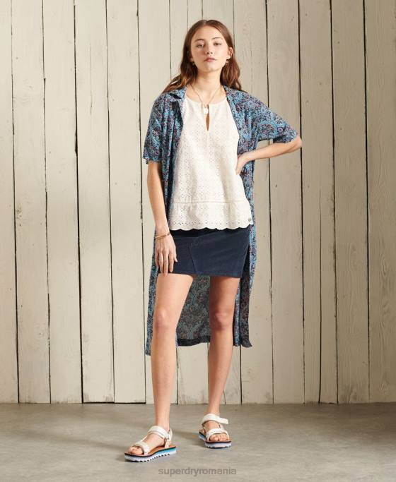 Superdry fusta mini snur îmbrăcăminte marina femei JX0Z6702