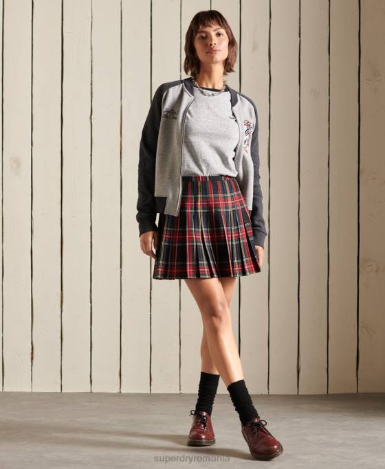 Superdry fusta mini verificata îmbrăcăminte marina femei JX0Z4164