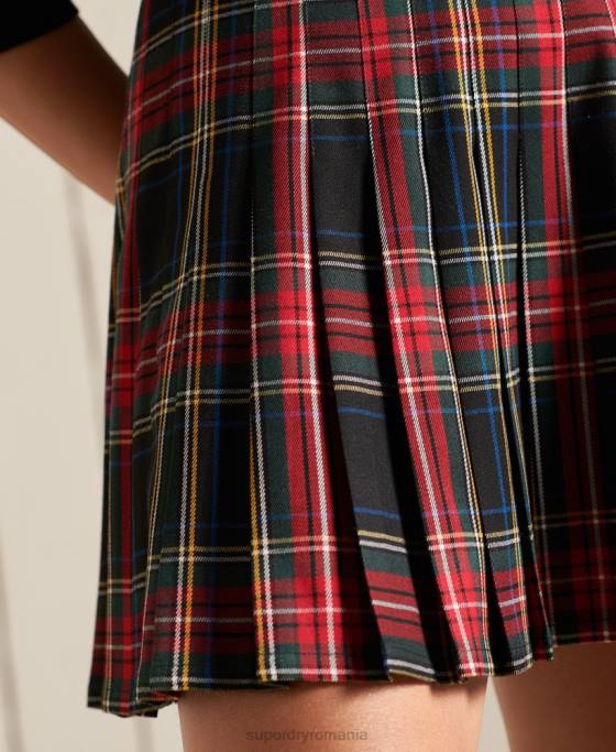 Superdry fusta mini verificata îmbrăcăminte marina femei JX0Z4164