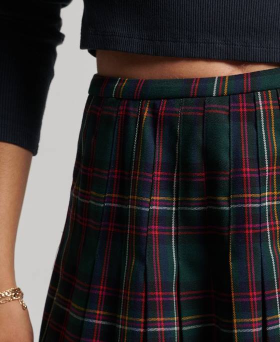 Superdry fusta mini verificata îmbrăcăminte verde femei JX0Z4150