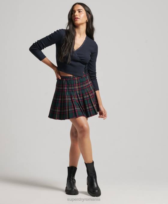 Superdry fusta mini verificata îmbrăcăminte verde femei JX0Z4150