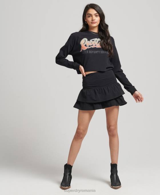 Superdry fusta vintage anilor 90 îmbrăcăminte negru femei JX0Z4128