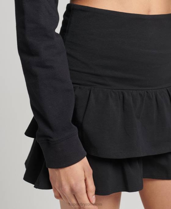 Superdry fusta vintage anilor 90 îmbrăcăminte negru femei JX0Z4128
