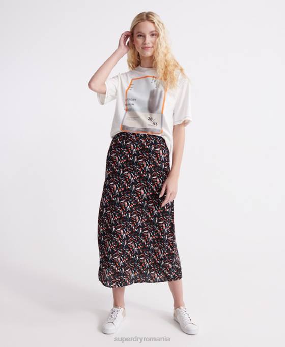 Superdry fustă midi canyon îmbrăcăminte albastru femei JX0Z4165
