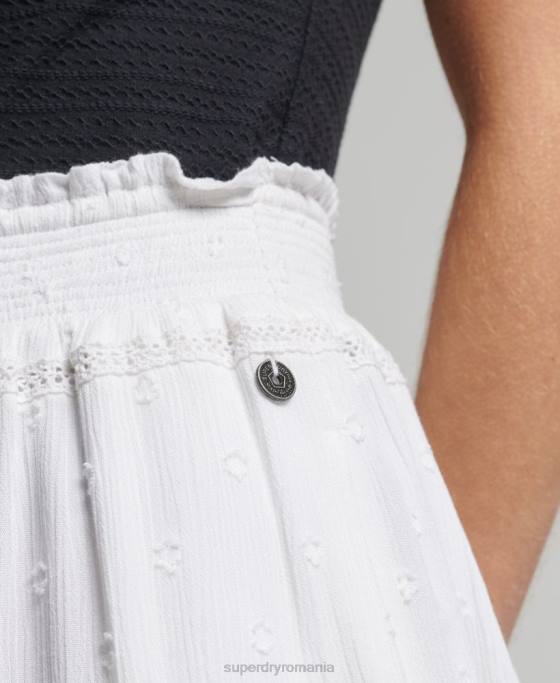 Superdry fustă mini din dantelă vintage îmbrăcăminte alb femei JX0Z4133
