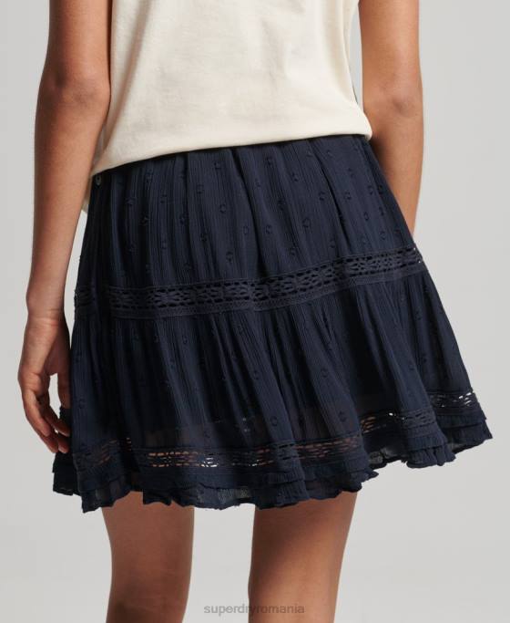 Superdry fustă mini din dantelă vintage îmbrăcăminte marina femei JX0Z4140