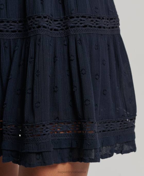 Superdry fustă mini din dantelă vintage îmbrăcăminte marina femei JX0Z4140