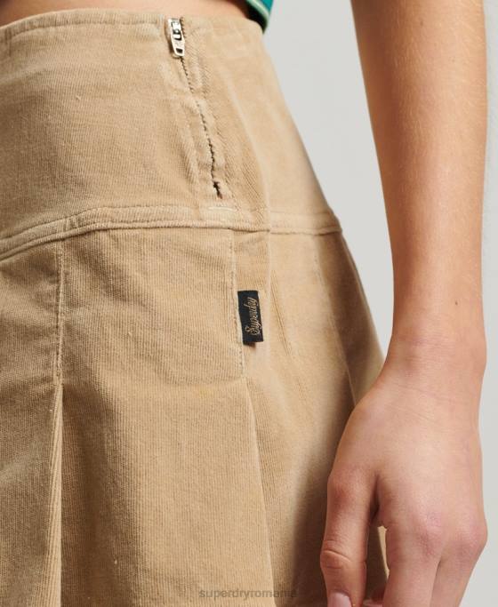 Superdry fustă mini plisată cu snur vintage îmbrăcăminte cremă femei JX0Z4135