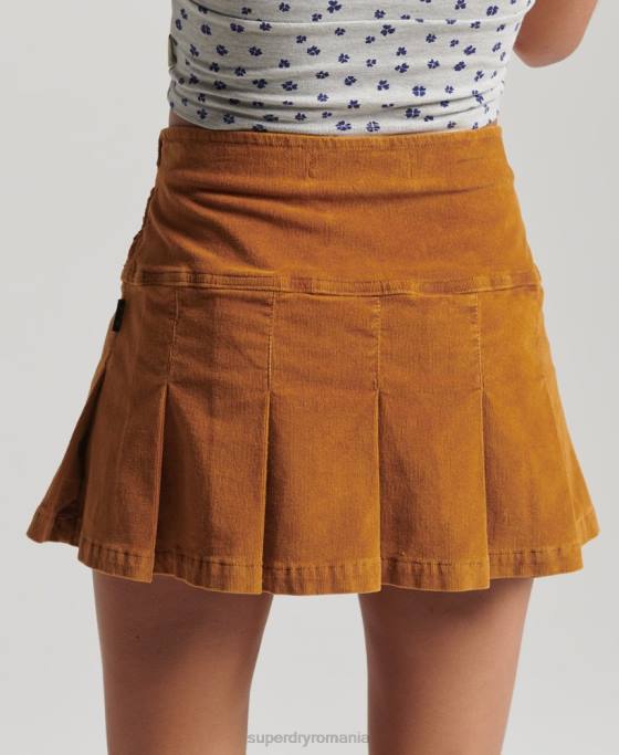 Superdry fustă mini plisată cu snur vintage îmbrăcăminte maro femei JX0Z4143