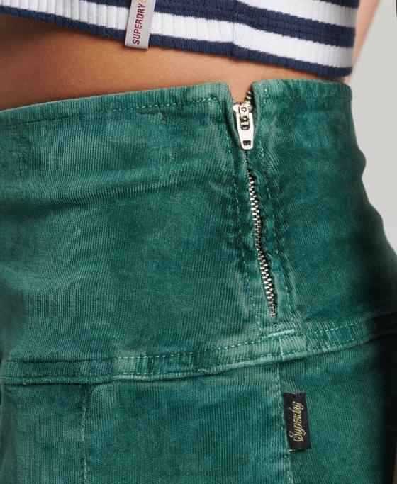 Superdry fustă mini plisată cu snur vintage îmbrăcăminte verde femei JX0Z4152