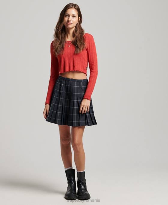 Superdry fustă mini plisată vintage îmbrăcăminte marina femei JX0Z4159