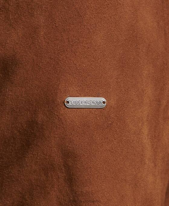 Superdry geaca bomber din piele intoarsa cu guler tricot îmbrăcăminte bronzat bărbați JX0Z1128