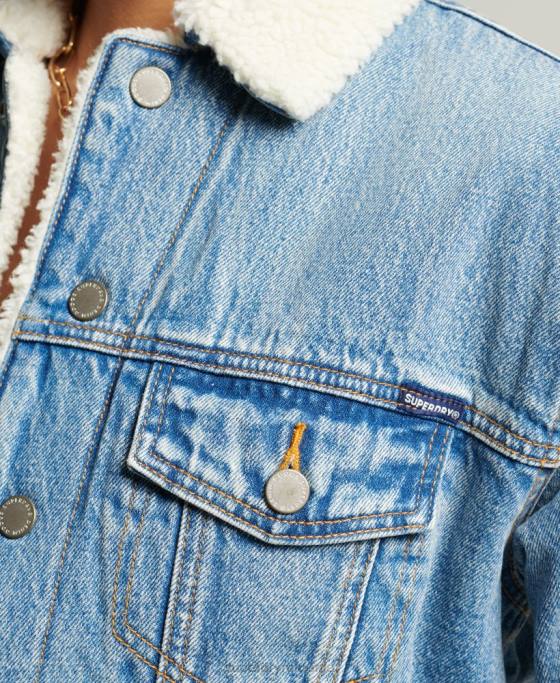 Superdry geaca boyfriend sherpa îmbrăcăminte albastru deschis femei JX0Z5680