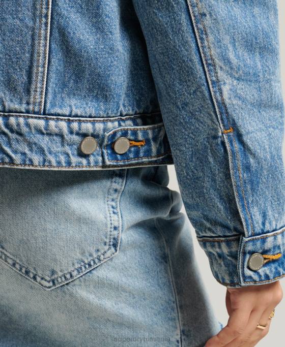 Superdry geaca boyfriend sherpa îmbrăcăminte albastru deschis femei JX0Z5680
