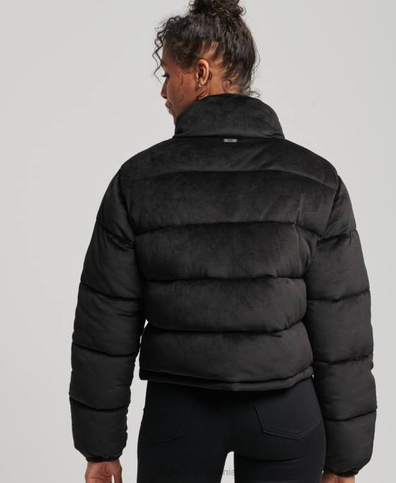 Superdry geaca captusita de catifea studios îmbrăcăminte negru femei JX0Z3570