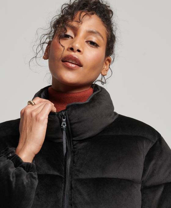 Superdry geaca captusita de catifea studios îmbrăcăminte negru femei JX0Z3570