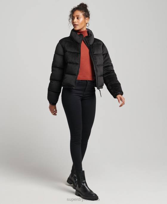 Superdry geaca captusita de catifea studios îmbrăcăminte negru femei JX0Z3570