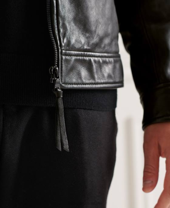 Superdry geaca de piele studios coach îmbrăcăminte negru bărbați JX0Z4781