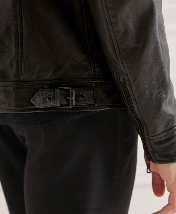 Superdry geaca de piele studios coach îmbrăcăminte negru bărbați JX0Z4781