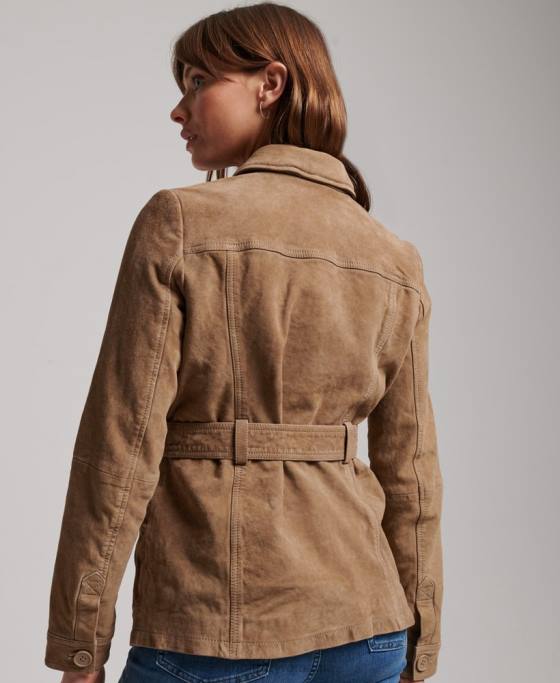 Superdry geaca safari studios de piele intoarsa îmbrăcăminte bej femei JX0Z3522