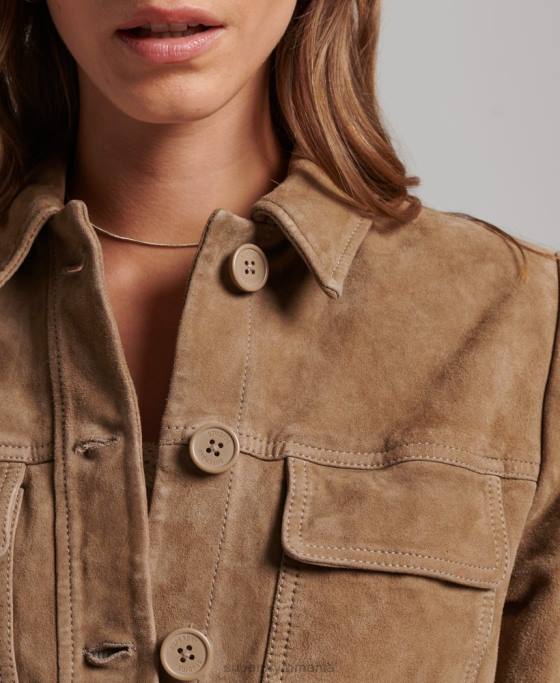 Superdry geaca safari studios de piele intoarsa îmbrăcăminte bej femei JX0Z3522