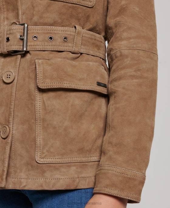 Superdry geaca safari studios de piele intoarsa îmbrăcăminte bej femei JX0Z3522
