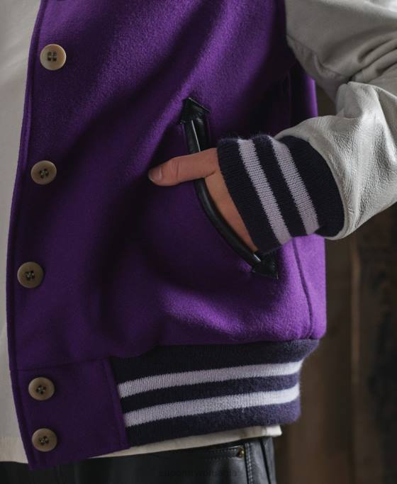 Superdry geaca varsity din piele uscata editie limitata îmbrăcăminte Violet femei JX0Z5664