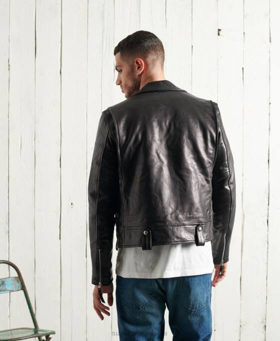 Superdry geacă biker din piele uscată ediție limitată îmbrăcăminte negru bărbați JX0Z4756
