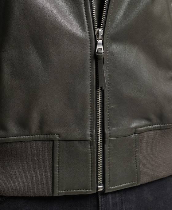 Superdry geacă bombardier de piele studios îmbrăcăminte gri inchis bărbați JX0Z6455