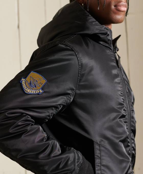 Superdry geacă bomber cu glugă ma1 îmbrăcăminte negru bărbați JX0Z4673