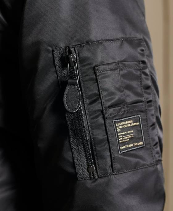 Superdry geacă bomber cu glugă ma1 îmbrăcăminte negru bărbați JX0Z4673