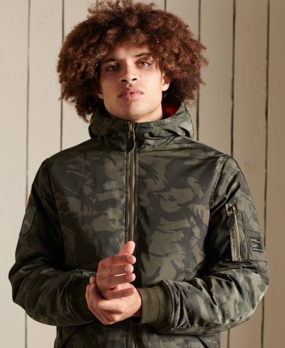 Superdry geacă bomber cu glugă ma1 îmbrăcăminte verde bărbați JX0Z4575