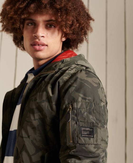 Superdry geacă bomber cu glugă ma1 îmbrăcăminte verde bărbați JX0Z4575