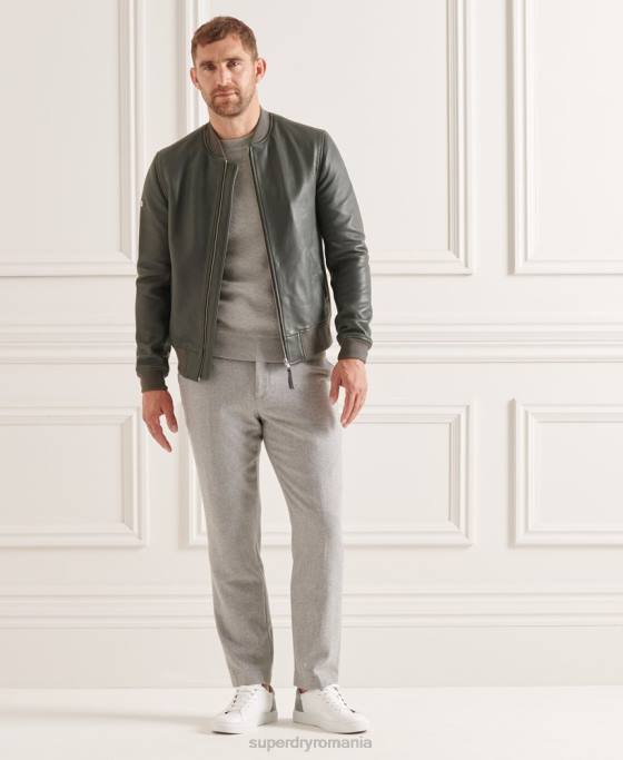 Superdry geacă bomber de zbor din piele îmbrăcăminte gri bărbați JX0Z4662