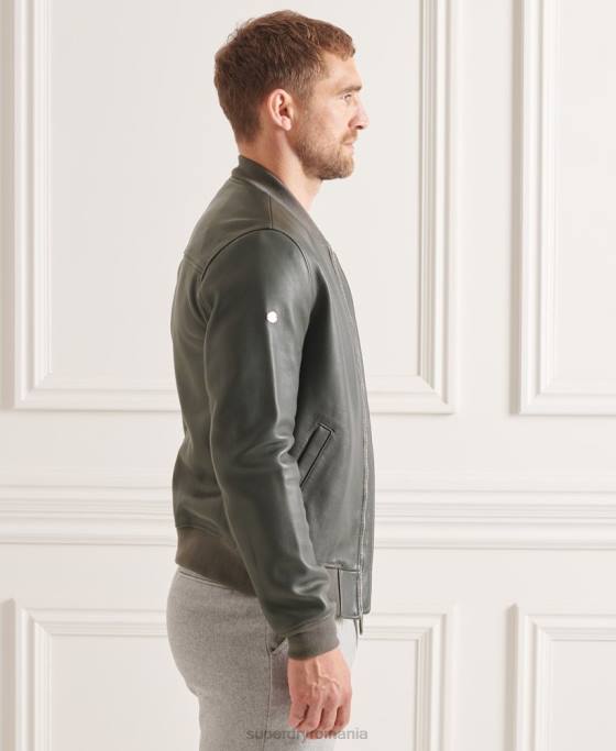 Superdry geacă bomber de zbor din piele îmbrăcăminte gri bărbați JX0Z4662