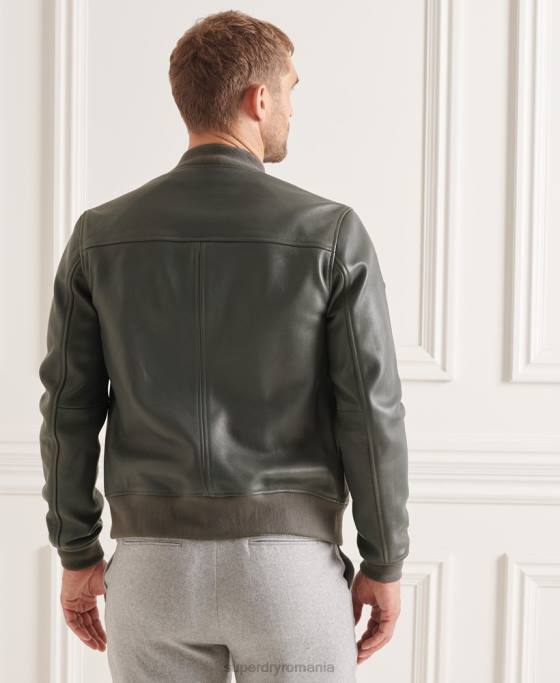 Superdry geacă bomber de zbor din piele îmbrăcăminte gri bărbați JX0Z4662
