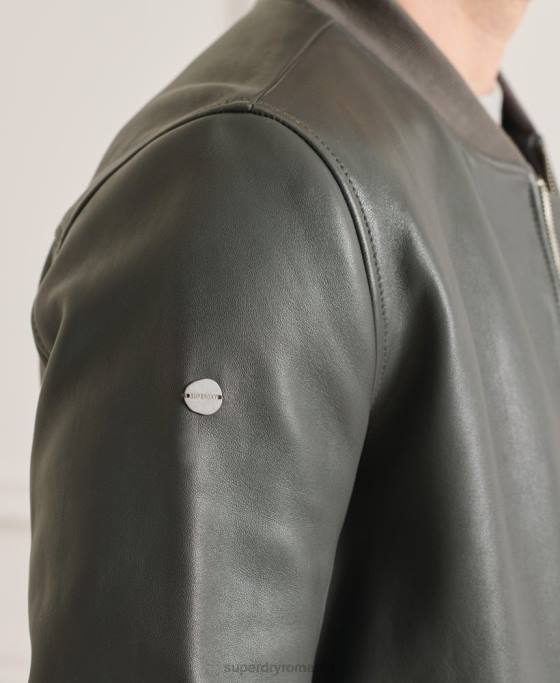 Superdry geacă bomber de zbor din piele îmbrăcăminte gri bărbați JX0Z4662