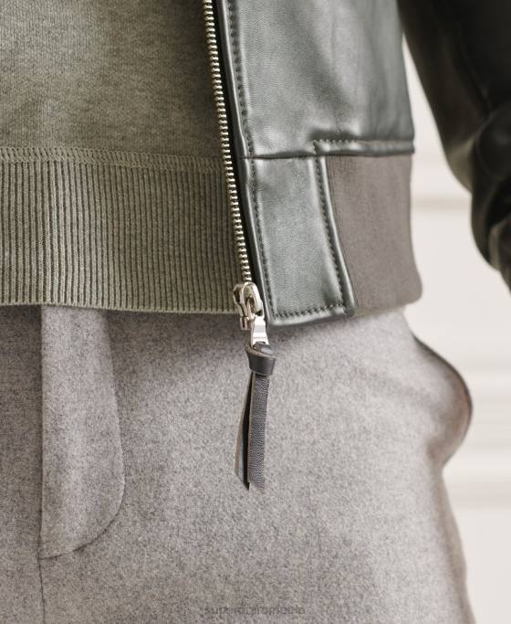 Superdry geacă bomber de zbor din piele îmbrăcăminte gri bărbați JX0Z4662