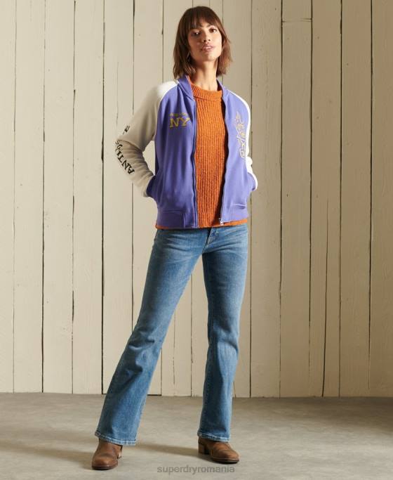 Superdry geacă bomber din jerseu care se încrucișează îmbrăcăminte Violet femei JX0Z5826