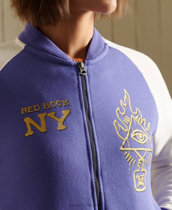 Superdry geacă bomber din jerseu care se încrucișează îmbrăcăminte Violet femei JX0Z5826