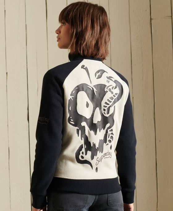 Superdry geacă bomber din jerseu care se încrucișează îmbrăcăminte gri deschis femei JX0Z5825