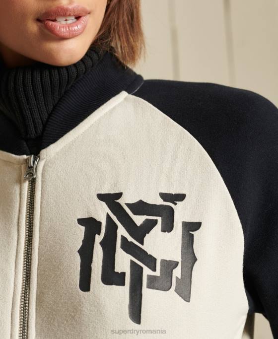 Superdry geacă bomber din jerseu care se încrucișează îmbrăcăminte gri deschis femei JX0Z5825