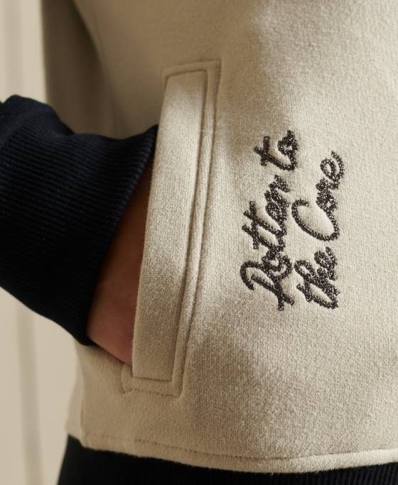 Superdry geacă bomber din jerseu care se încrucișează îmbrăcăminte gri deschis femei JX0Z5825