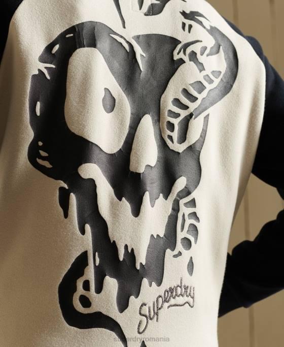 Superdry geacă bomber din jerseu care se încrucișează îmbrăcăminte gri deschis femei JX0Z5825